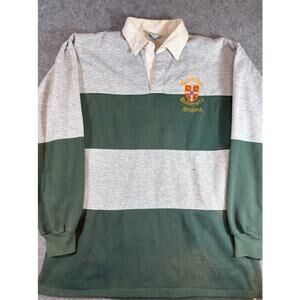 Vintage Cambridge University England Rugby Polo Shirt Mens XL Striped Collegiate